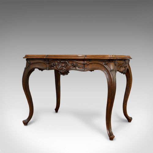 fig 3. Antique Centre Table, French, Walnut, Serpentine, Occasional, Louis XV Taste
