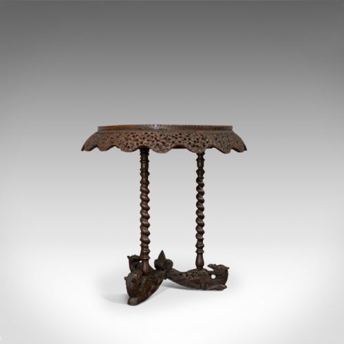 fig 1. Antique Centre Table, Asian, Teak, Lamp, Occasional, 19th Century, Circa 1880