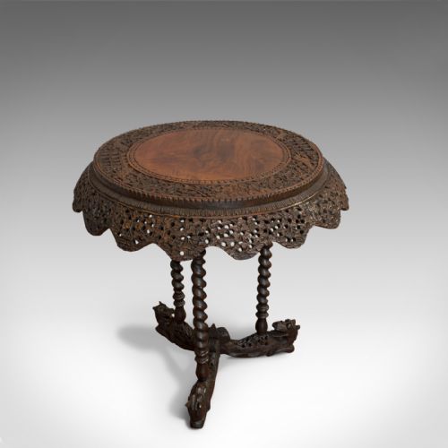 fig 3. Antique Centre Table, Asian, Teak, Lamp, Occasional, 19th Century, Circa 1880