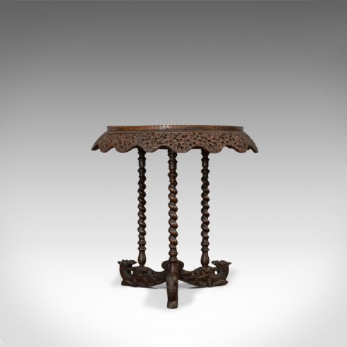 fig 4. Antique Centre Table, Asian, Teak, Lamp, Occasional, 19th Century, Circa 1880