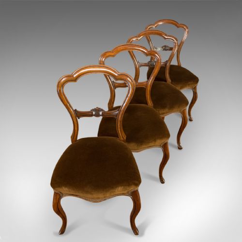 fig 5. Antique Set of Chairs, English, Walnut, Suite, 4 Dining Chairs, Victorian C.1840