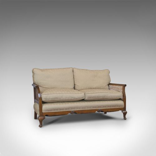 fig 1. Antique Bergere Suite, English, Beech, Cane, Chair, Sofa, Set, Edwardian