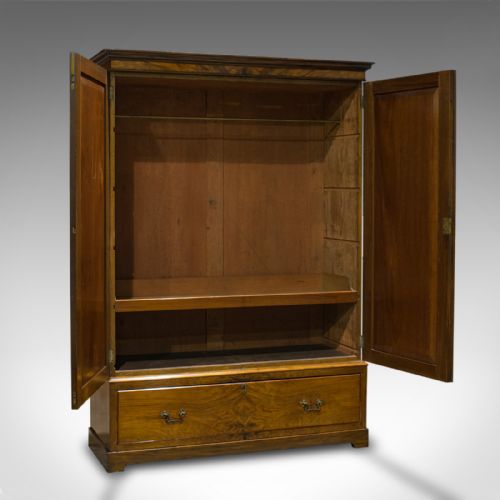fig 1. Antique Linen Press, French, Walnut, Wardrobe, Hanging Rail, Late 19th Century
