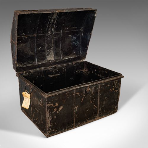 Antique Travel Trunk, English, Tin, Shipping Chest, Wildman, Vice Consulate