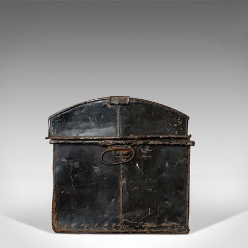 fig 2. Antique Travel Trunk, English, Tin, Shipping Chest, Wildman, Vice Consulate