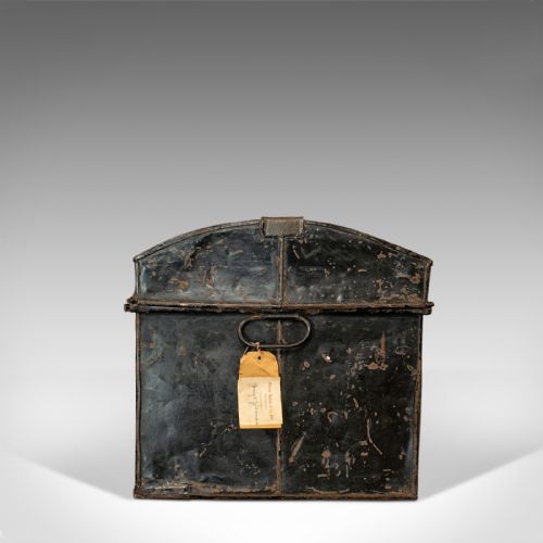 fig 3. Antique Travel Trunk, English, Tin, Shipping Chest, Wildman, Vice Consulate