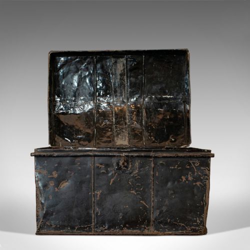 fig 4. Antique Travel Trunk, English, Tin, Shipping Chest, Wildman, Vice Consulate