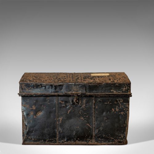fig 5. Antique Travel Trunk, English, Tin, Shipping Chest, Wildman, Vice Consulate