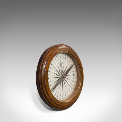 fig 1. Antique Desk Compass, English, Oak, Maritime, Ship, Regency, Circa 1830
