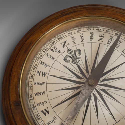 fig 2. Antique Desk Compass, English, Oak, Maritime, Ship, Regency, Circa 1830