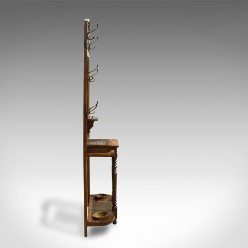 fig 1. Antique Hall Stand, English, Walnut, Stick, Coat, Hat Stand, Edwardian, C.1910
