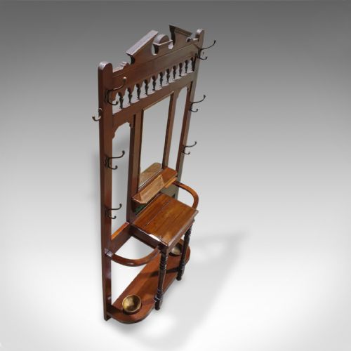 fig 2. Antique Hall Stand, English, Walnut, Stick, Coat, Hat Stand, Edwardian, C.1910