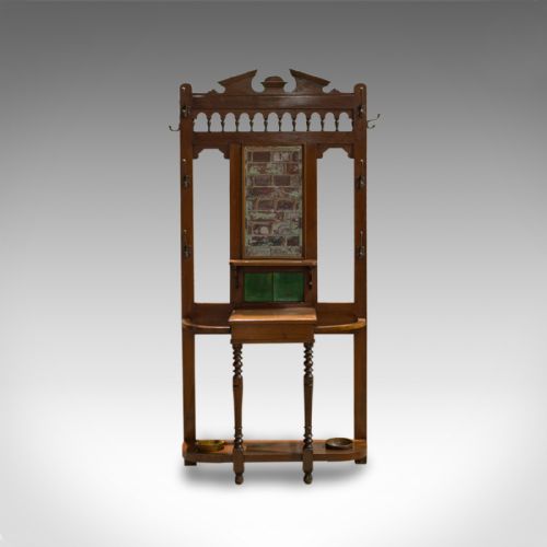 fig 4. Antique Hall Stand, English, Walnut, Stick, Coat, Hat Stand, Edwardian, C.1910