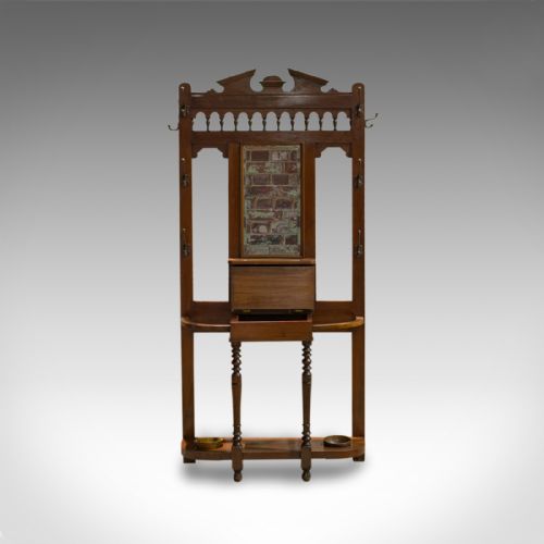 fig 5. Antique Hall Stand, English, Walnut, Stick, Coat, Hat Stand, Edwardian, C.1910