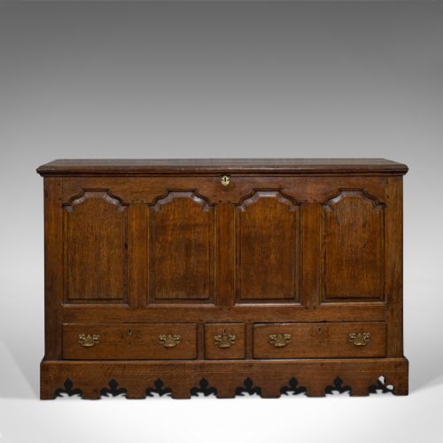 fig 3. Antique Mule Chest, English, Georgian, Oak, Coffer, Trunk, 18th Century, C.1750