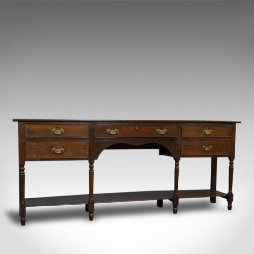 Antique Dresser Base, English, Oak, Side Cabinet, Pot Shelf, Georgian, C.1780