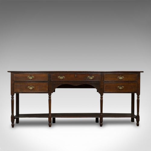 fig 1. Antique Dresser Base, English, Oak, Side Cabinet, Pot Shelf, Georgian, C.1780