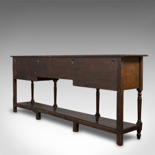 fig 2. Antique Dresser Base, English, Oak, Side Cabinet, Pot Shelf, Georgian, C.1780