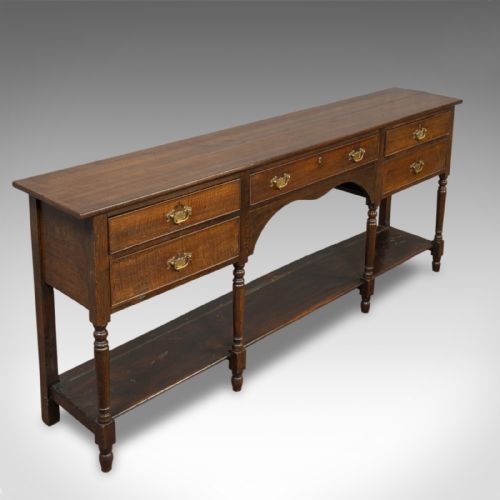 fig 3. Antique Dresser Base, English, Oak, Side Cabinet, Pot Shelf, Georgian, C.1780