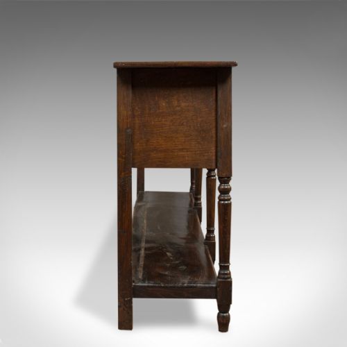 fig 4. Antique Dresser Base, English, Oak, Side Cabinet, Pot Shelf, Georgian, C.1780