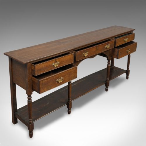 fig 5. Antique Dresser Base, English, Oak, Side Cabinet, Pot Shelf, Georgian, C.1780