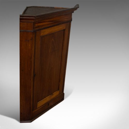 fig 4. Antique Corner Cabinet, English, Walnut, Mahogany, Wall, Cupboard, Georgian