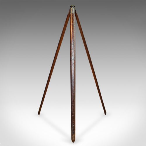 Antique Telescope Tripod, English, Mahogany, Bronze, Stand, Edwardian, C.1910