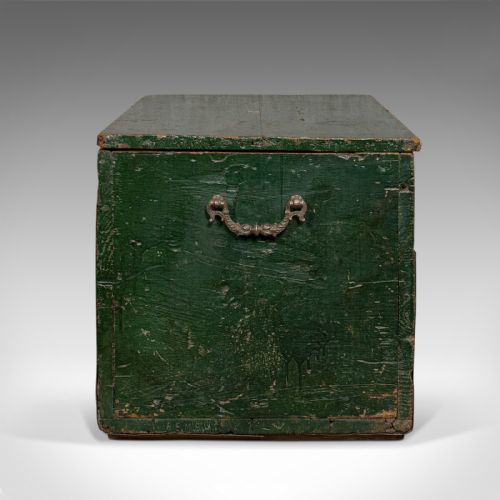 fig 4. Antique Mail Trunk, English, Pine, Steamer, Carriage Chest, Edwardian, C.1905