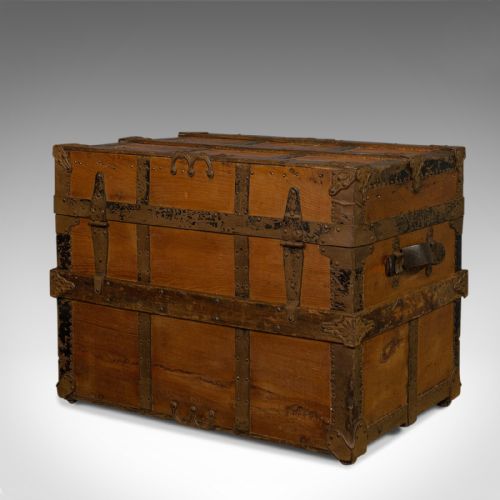 fig 4. Antique Carriage Trunk, American, Spruce, Chest, AE Meek, Circa 1890, Western