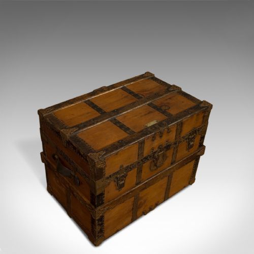fig 5. Antique Carriage Trunk, American, Spruce, Chest, AE Meek, Circa 1890, Western
