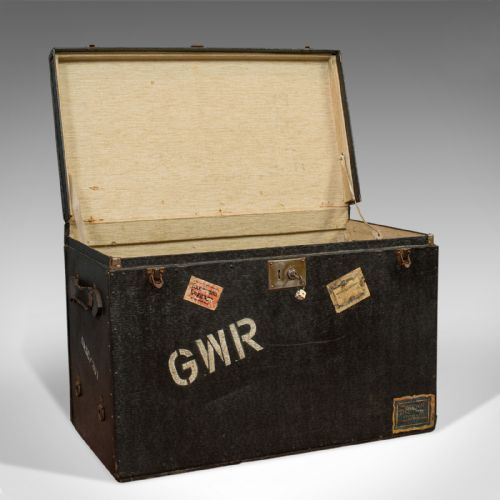 fig 1. Antique Steamer Chest, English, Drawco, Carriage Trunk, Edwardian, Circa 1910
