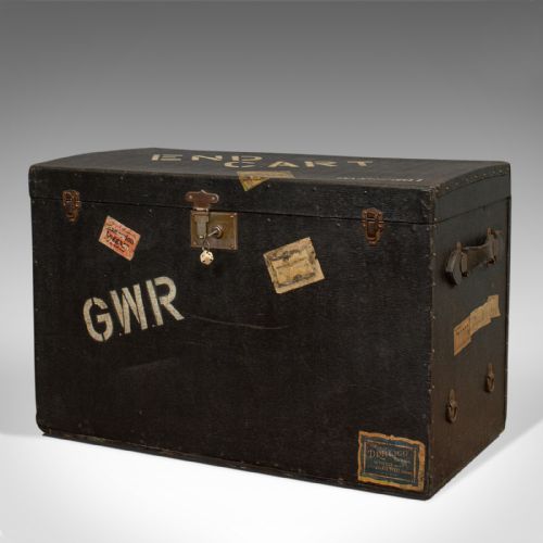 fig 2. Antique Steamer Chest, English, Drawco, Carriage Trunk, Edwardian, Circa 1910