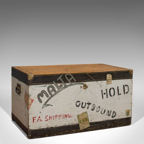Antique Shipwrights Chest, English, Pine, Maritime, Steamer, Trunk, Victorian