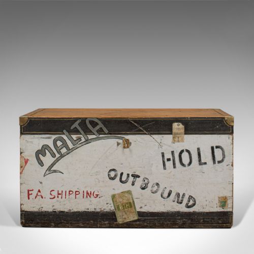 fig 2. Antique Shipwrights Chest, English, Pine, Maritime, Steamer, Trunk, Victorian