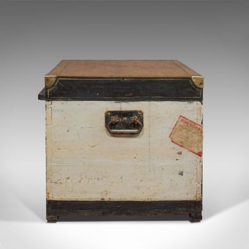 fig 3. Antique Shipwrights Chest, English, Pine, Maritime, Steamer, Trunk, Victorian