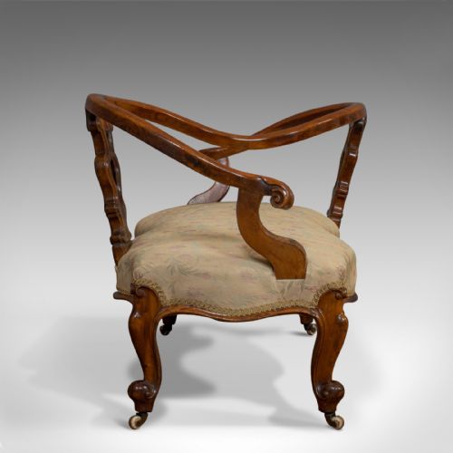 fig 1. Antique Conversation Sofa, English, Fruitwood, Loveseat, Tete-a-Tete, Courting