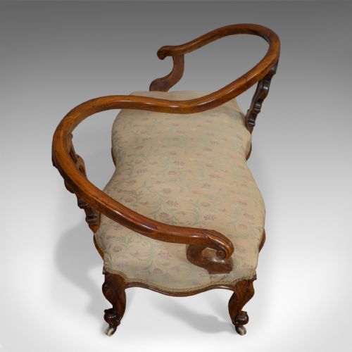 fig 5. Antique Conversation Sofa, English, Fruitwood, Loveseat, Tete-a-Tete, Courting