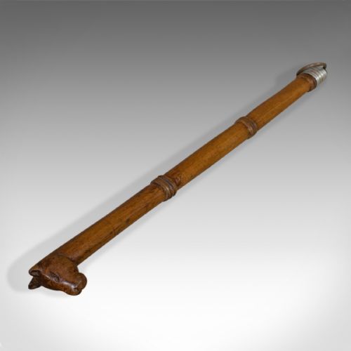 fig 2. Antique Back Scratcher, English, Beech, Treen, Dog Motif, Regency, Circa 1820
