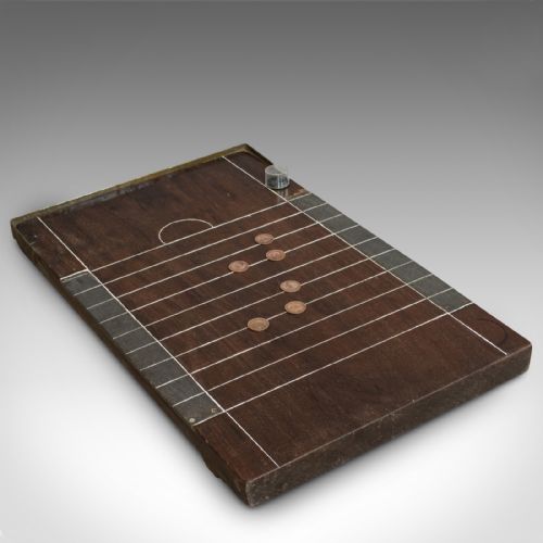 Antique Shove Ha'penny Board, English, Mahogany, Travel, Gaming, Coins, 1900