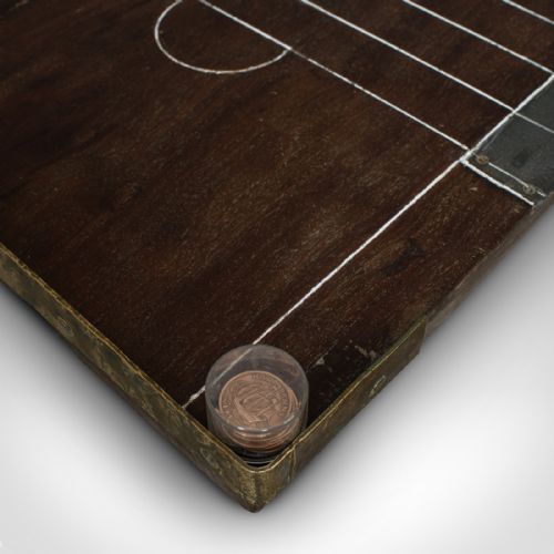 fig 2. Antique Shove Ha'penny Board, English, Mahogany, Travel, Gaming, Coins, 1900