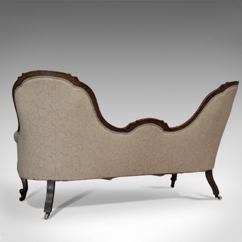 fig 4. Antique Double Spoonback Sofa, English, Walnut, Camel Back, Victorian, 1850