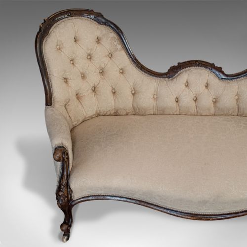 fig 5. Antique Double Spoonback Sofa, English, Walnut, Camel Back, Victorian, 1850