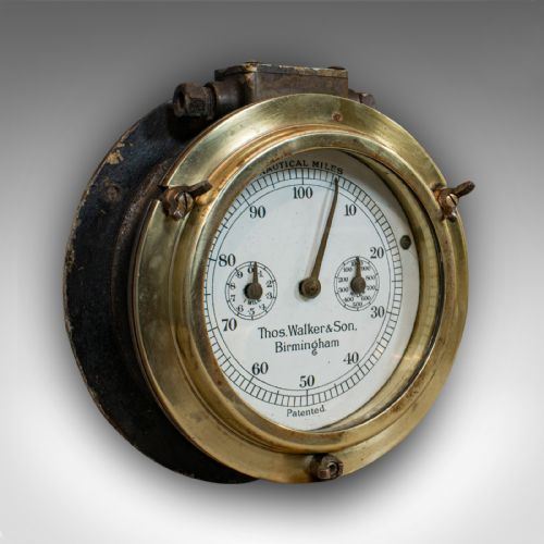 Antique Ships Log, English, Brass, Maritime, Mileage Log, Desk Ornament, 1920