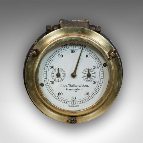 fig 2. Antique Ships Log, English, Brass, Maritime, Mileage Log, Desk Ornament, 1920