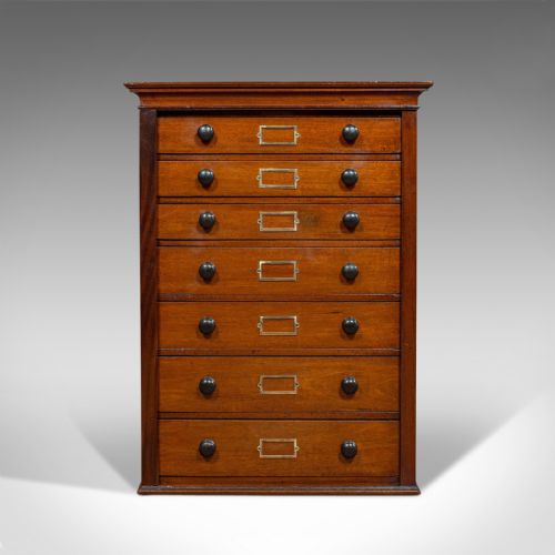 fig 1. Antique Specimen Cabinet, English, Mahogany, Chest of Drawers, Shop, Edwardian