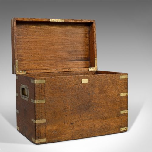 fig 1. Antique Silver Chest, English, Oak, Brass, Case, 19th Century, Circa 1900