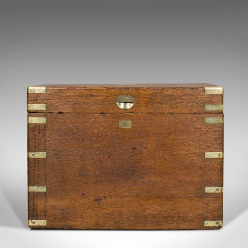 fig 2. Antique Silver Chest, English, Oak, Brass, Case, 19th Century, Circa 1900