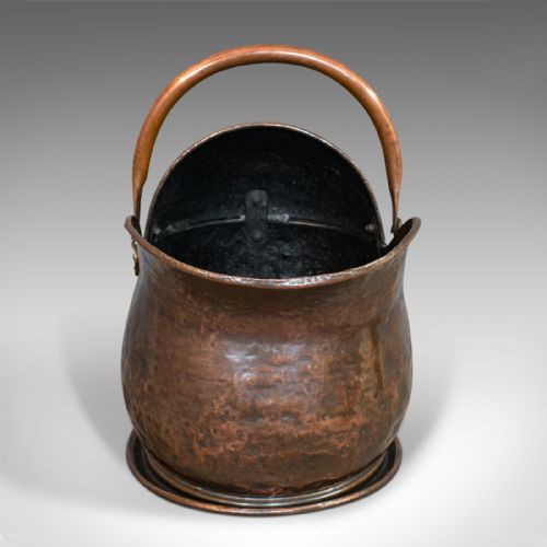 fig 1. Antique Coal Bucket, English, Copper, Fireside, Scuttle, Victorian, Circa 1870