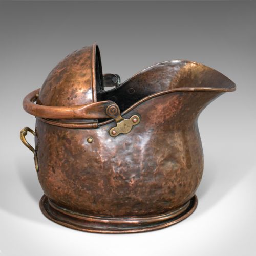 fig 2. Antique Coal Bucket, English, Copper, Fireside, Scuttle, Victorian, Circa 1870