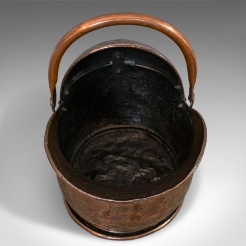 fig 3. Antique Coal Bucket, English, Copper, Fireside, Scuttle, Victorian, Circa 1870